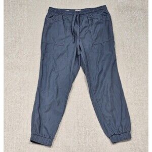 LOFT Blue Joggers Women Size Medium Pull-On Elastic Drawstring Pockets Comfy